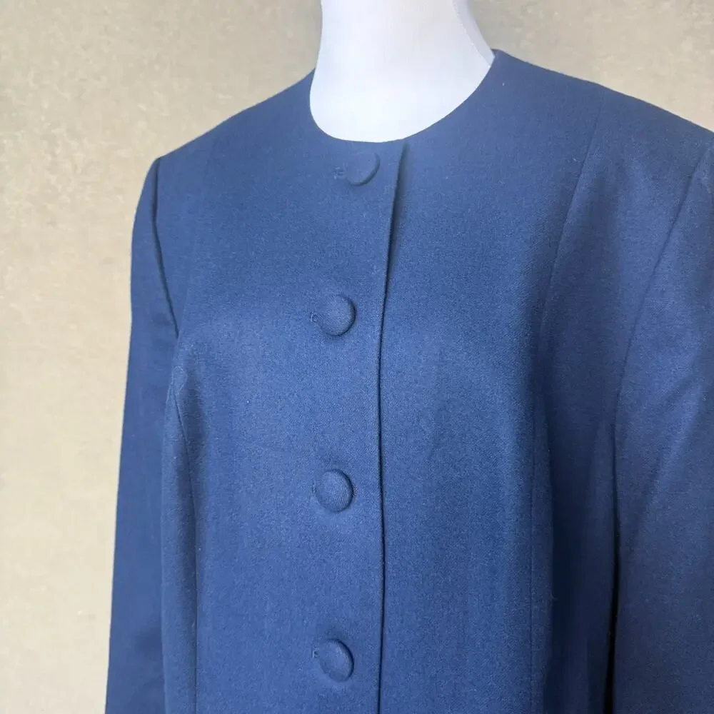 Vintage 90s Pendleton Wool Skirt Suit Navy Blue Scallop Hem Plus Size 20W USA